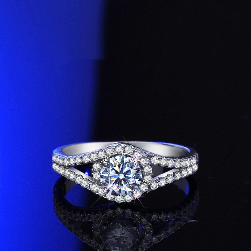 925 silver ring Moissanite and zirconium diamond look