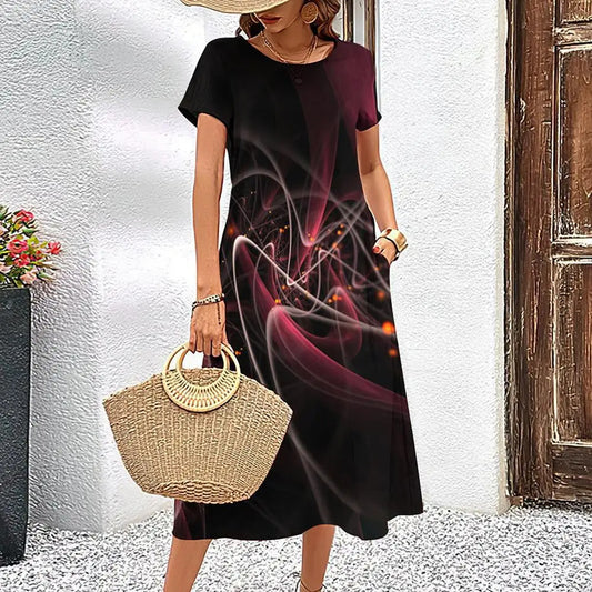 Elegant casual fashion dress with simple line pattern