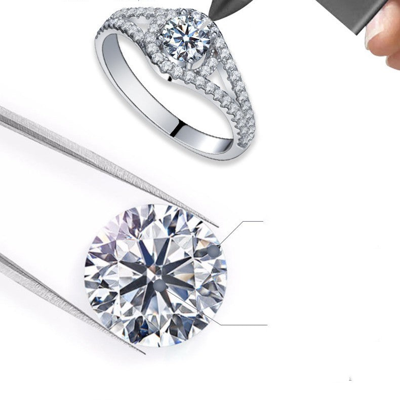 925 silver ring Moissanite and zirconium diamond look