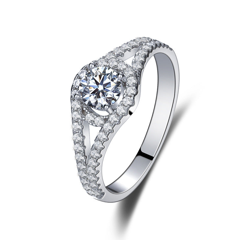 925 silver ring Moissanite and zirconium diamond look