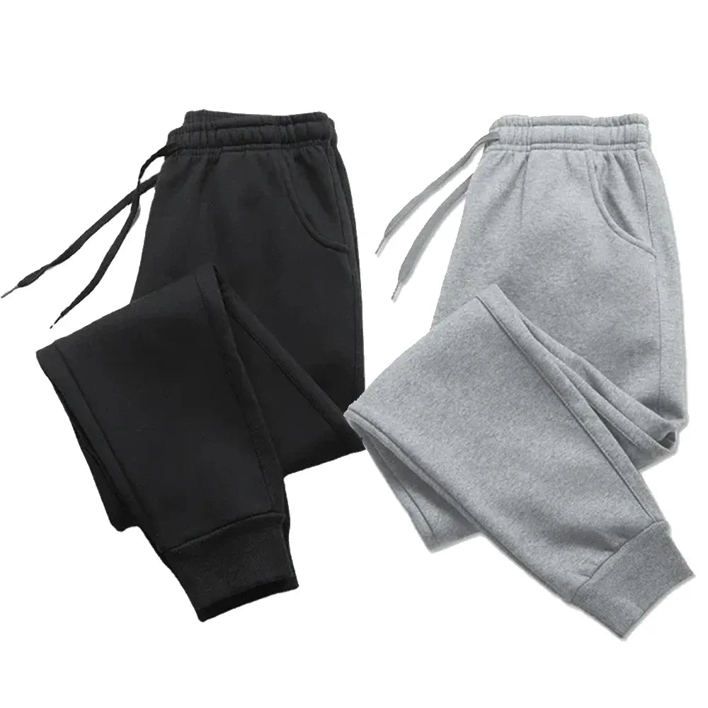 Men's Casual Pants Autumn Winter Fleece Sweatpants Men Running Jogger Sports Gym Trousers Fashion Solid Color Workout Long Pants 