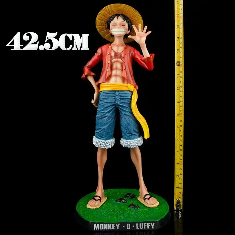 Figurine One Piece 42,5 cm Chapeau de paille Monkey D. Luffy Grande 1/4 Big Smiley Anime Figurines Poupée Statue Modèle Ornement Cadeaux Décoratifs Jouet