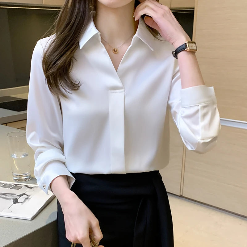 Women's long sleeve satin shirt