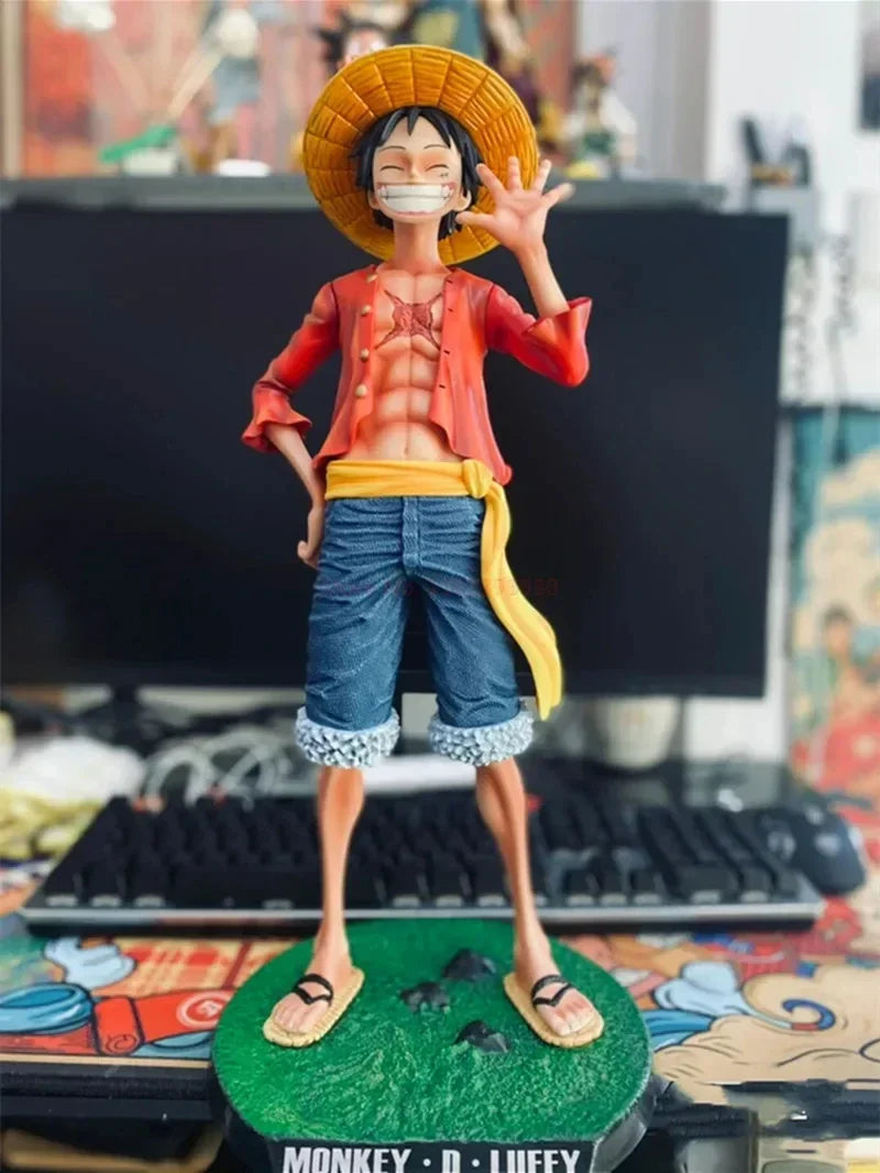 Figurine One Piece 42,5 cm Chapeau de paille Monkey D. Luffy Grande 1/4 Big Smiley Anime Figurines Poupée Statue Modèle Ornement Cadeaux Décoratifs Jouet