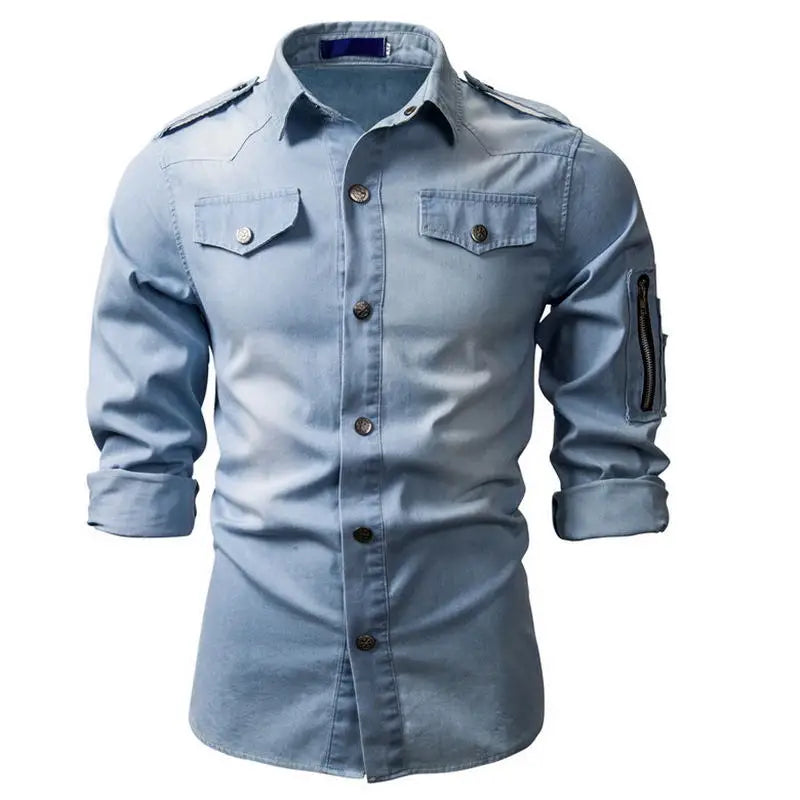 Chemise denim jeans hommes mode Casual