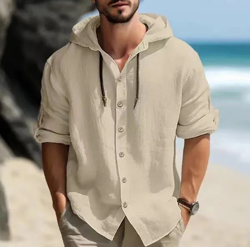 Summer linen shirt streetwear long sleeve men's clothing