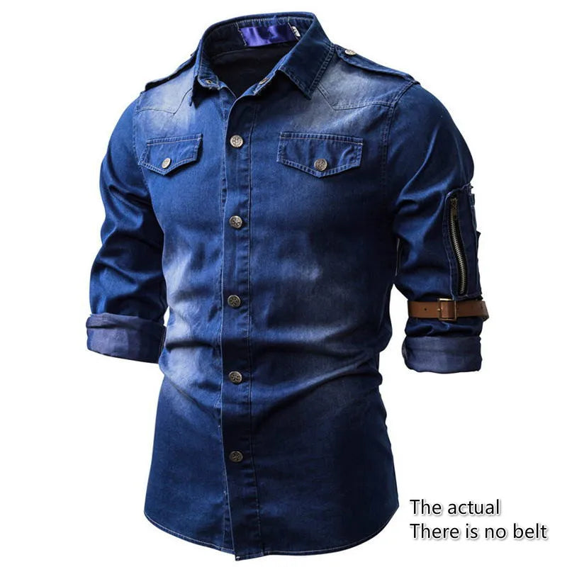 Chemise denim jeans hommes mode Casual