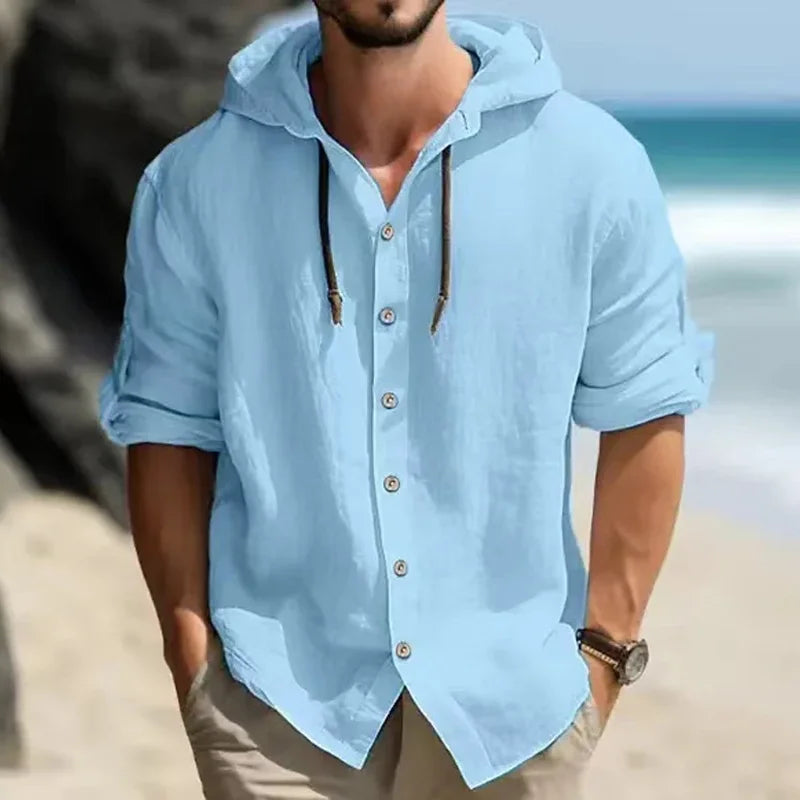 Summer linen shirt streetwear long sleeve men's clothing