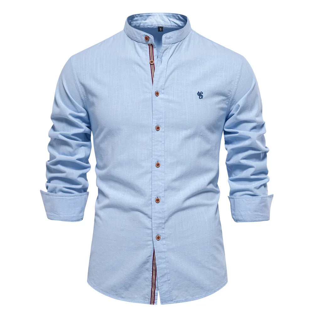 Men's Shirt Solid Color High Quality Shirts Long Sleeve Button Down Casual Tops