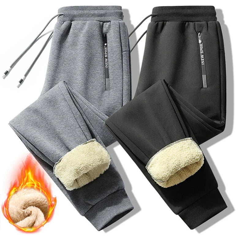 Pantalon d'hiver en coton et cachemire pour homme, épais, chaud, décontracté, survêtement, grande taille, chaud, à la mode, jogging