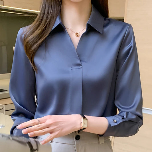 Women's long sleeve satin shirt