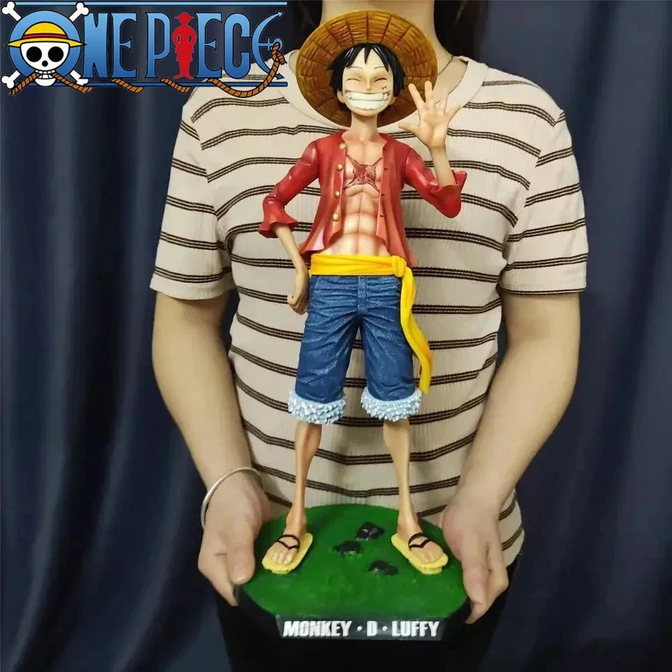 Figurine One Piece 42,5 cm Chapeau de paille Monkey D. Luffy Grande 1/4 Big Smiley Anime Figurines Poupée Statue Modèle Ornement Cadeaux Décoratifs Jouet