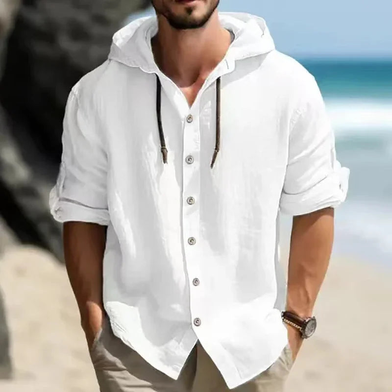 Summer linen shirt streetwear long sleeve men's clothing