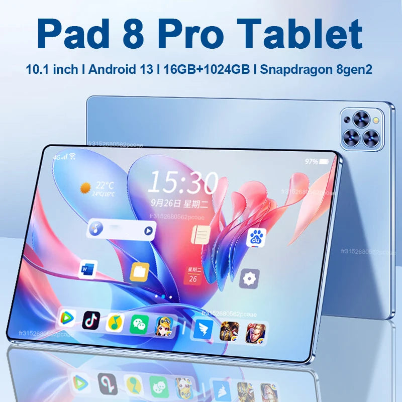 Tablette Pad 8 Pro originale 10,1 pouces Android 13 Global Snapdragon 8gen2 16 Go + 1024 Go 10000 mah 5G Double SIM WIFI HD Plein écran