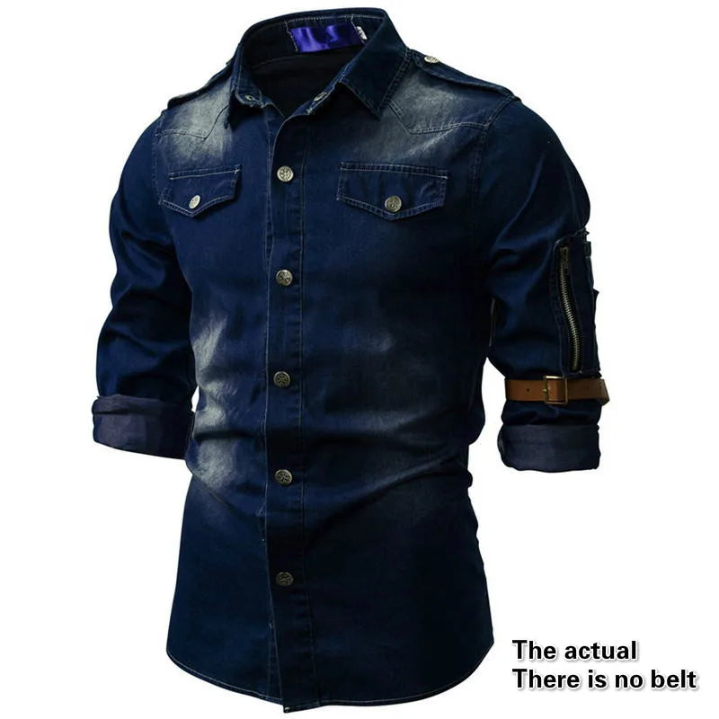 Chemise denim jeans hommes mode Casual