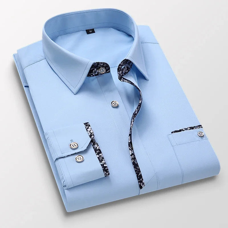 Men's Shirt Spring Autumn Button Down Long Sleeve Shirt