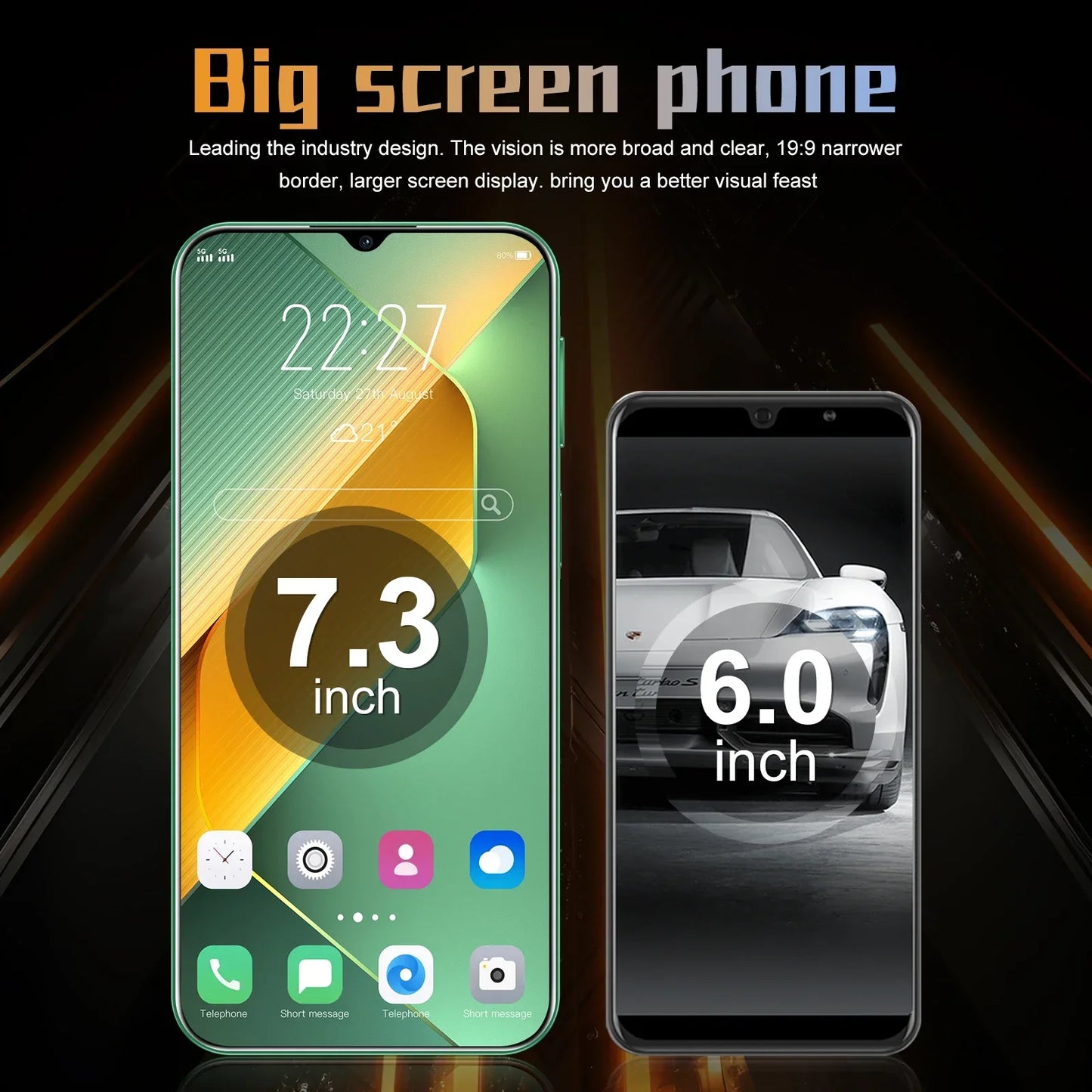 Smartphone Pova 6 Pro 2024 un écran haute définition avec un double carte sim 5G de 7,3 pouces 22Go RAM + 2 To ROM, Téléphones portables Android 14, 8000 mAh