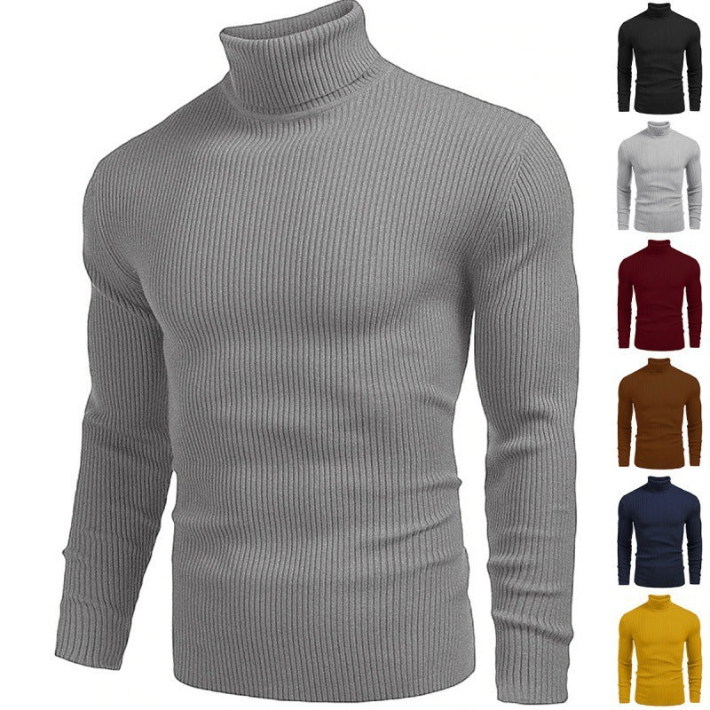 Pull à col roulé slim fit à manches longues pour homme